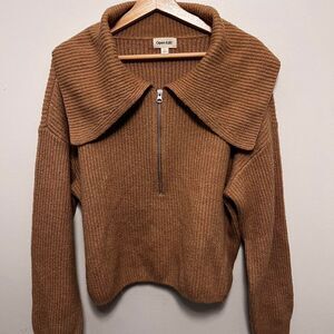 Open Edit ribbed half zip sweater with oversized collar. Womens large